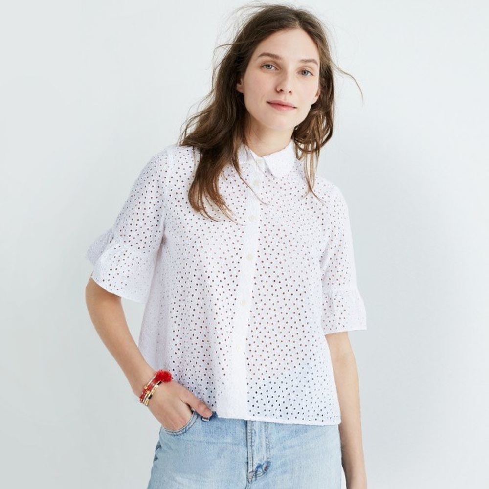 Madewell Eyelet Bell Sleeve Shirt